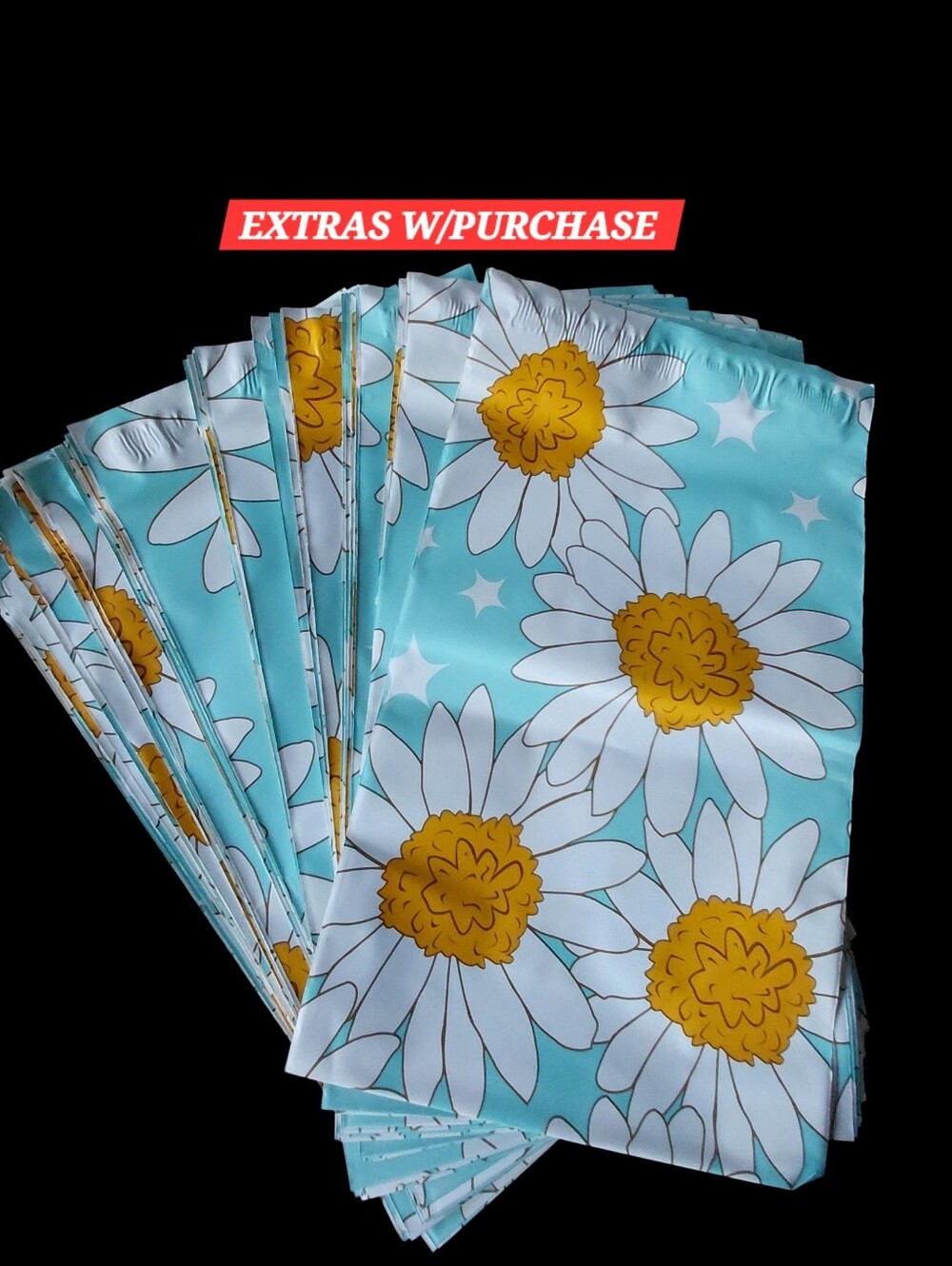 20ct. 6x9 Floral Daisy Polymailers Random Thank You Cards And Stickers